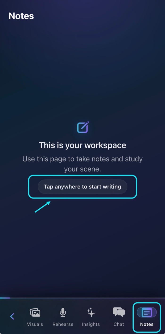 Notes tab screenshot