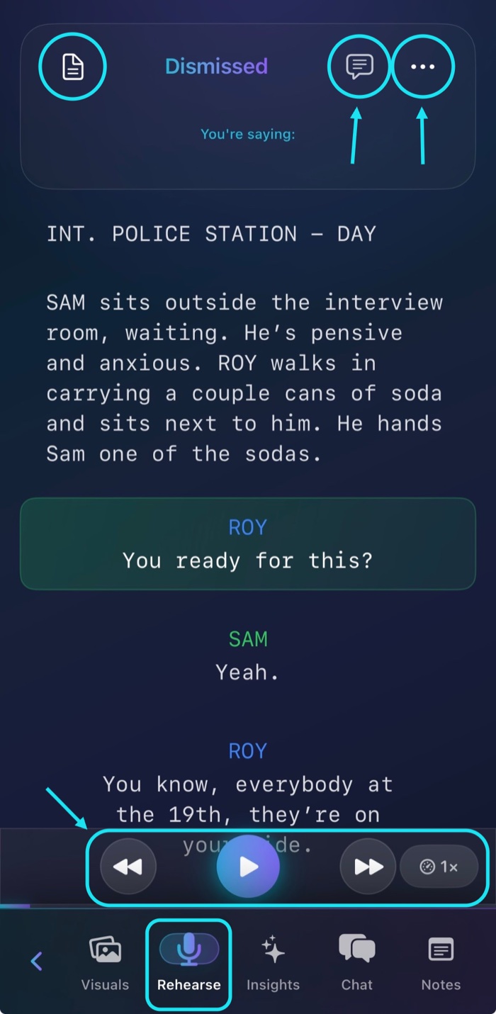 Rehearse tab screenshot