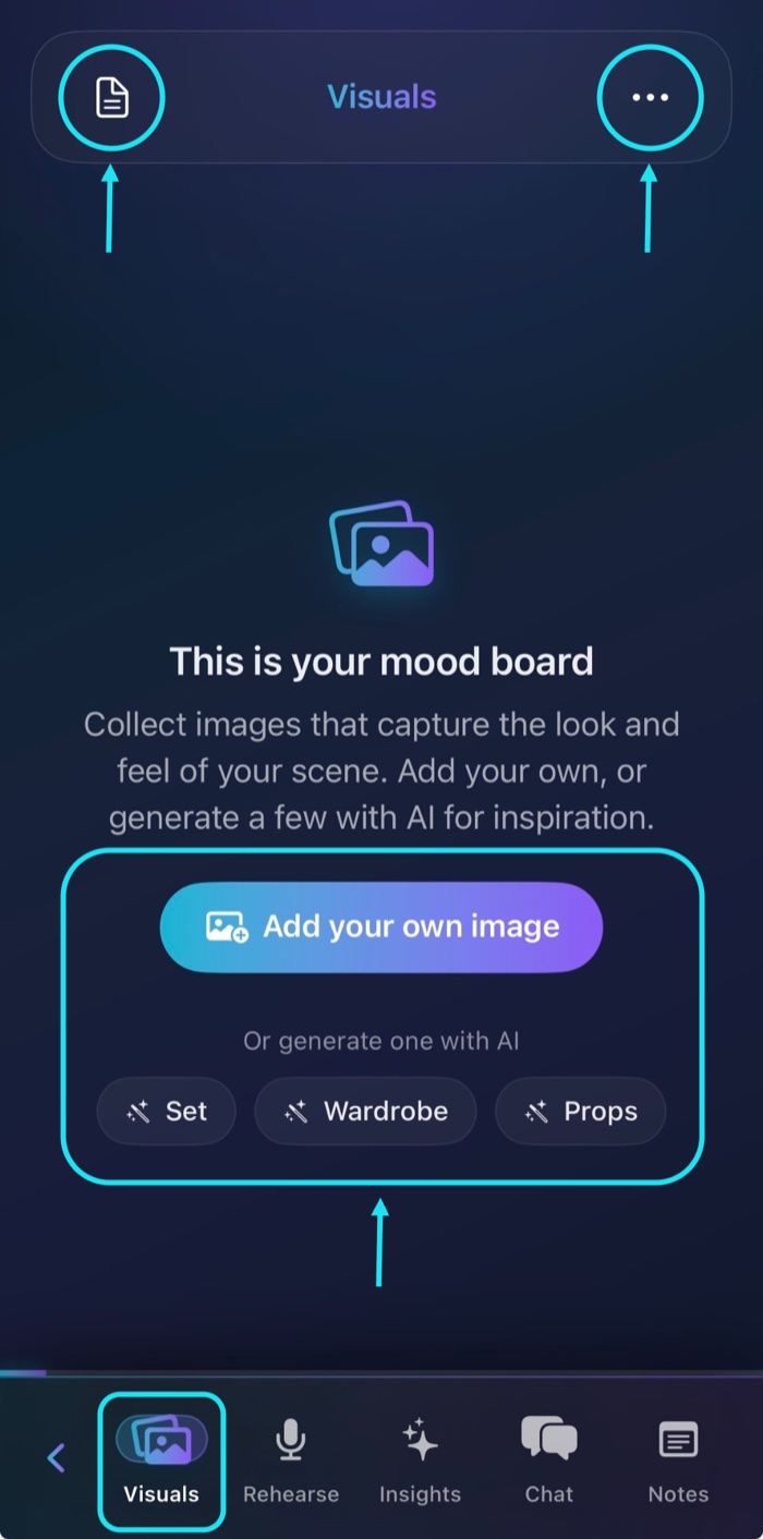 Visuals tab mood board screenshot